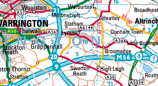 Surrounding areas of Lymm (click to zoom)